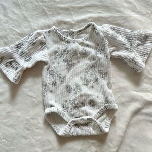 Floral White and Gray Kids One Piece